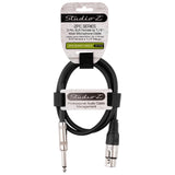 3' 3 Pin XLR Female to 1/4" Male Plug, Microphone Cable (ZPC-24XF14M-3)