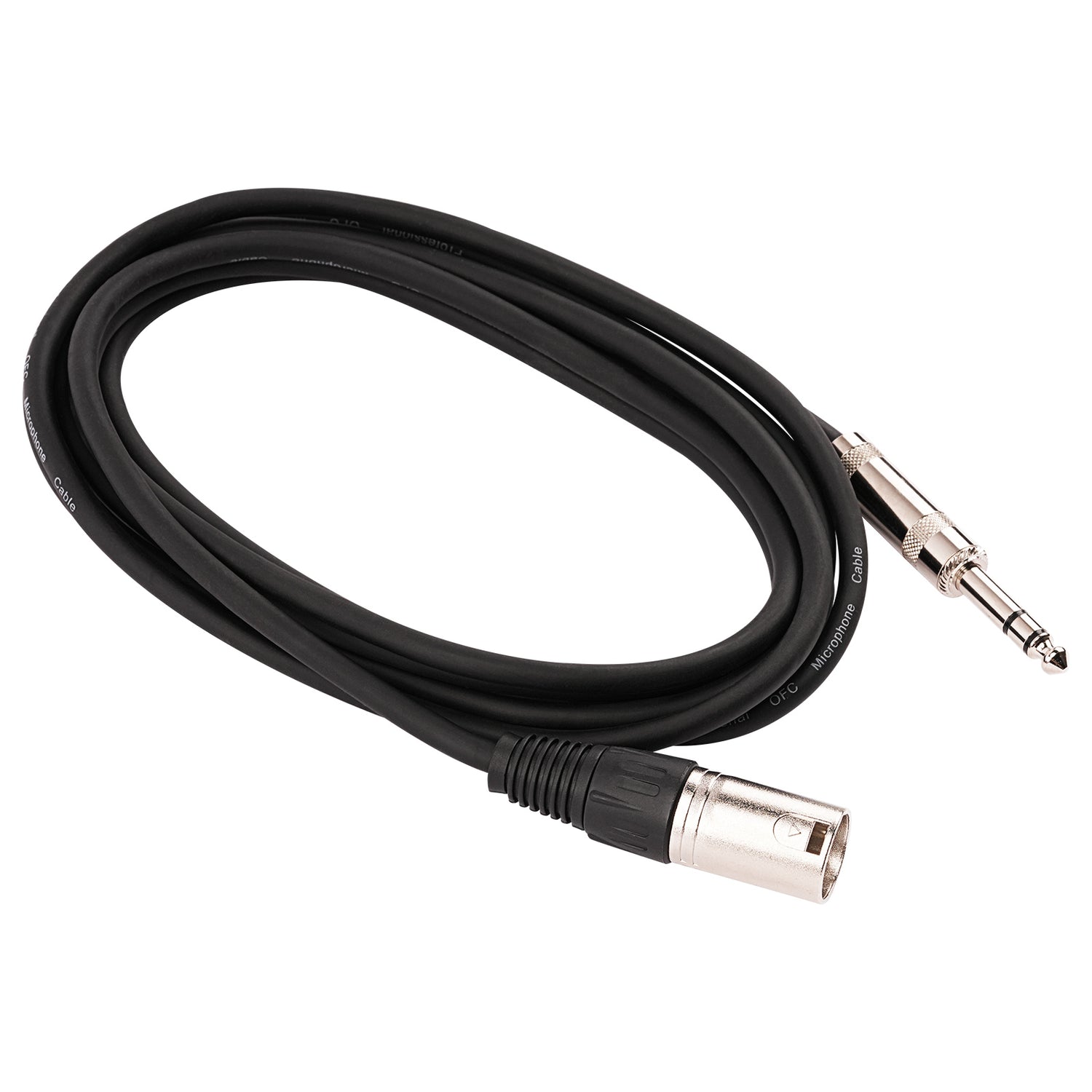 10' 3 Pin XLR Male to 1/4” TRS Stereo Male Plug Microphone Cable (ZPC-24XM14S-10)