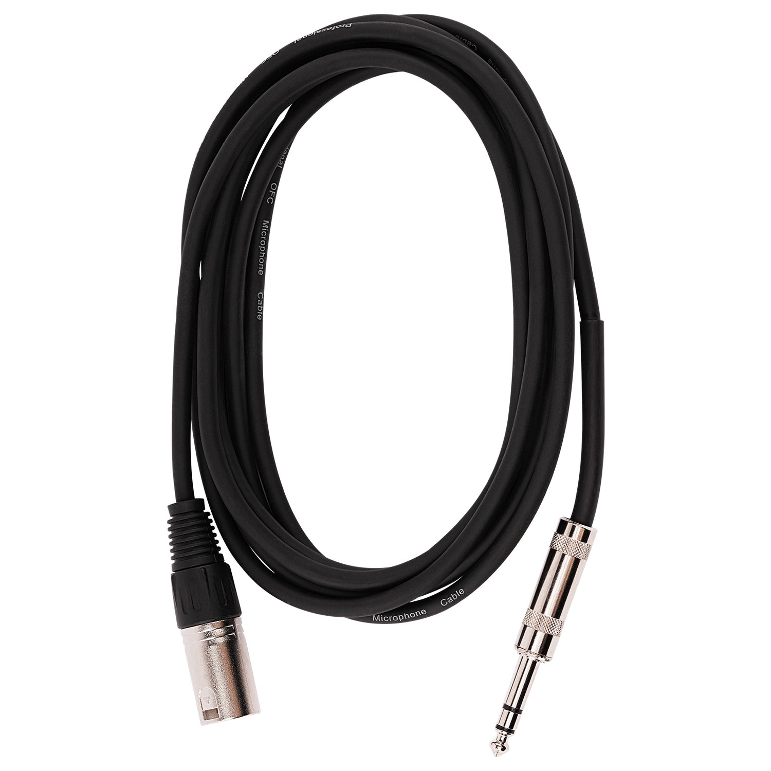 10' 3 Pin XLR Male to 1/4” TRS Stereo Male Plug Microphone Cable (ZPC-24XM14S-10)