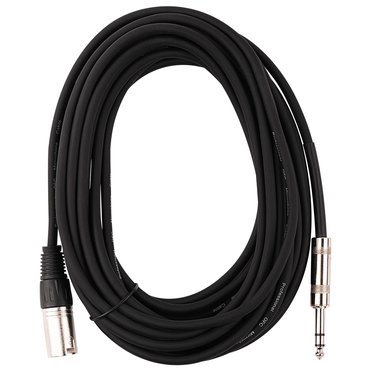 25' 3 Pin XLR Male to 1/4” TRS Stereo Male Plug Microphone Cable (ZPC-24XM14S-25)