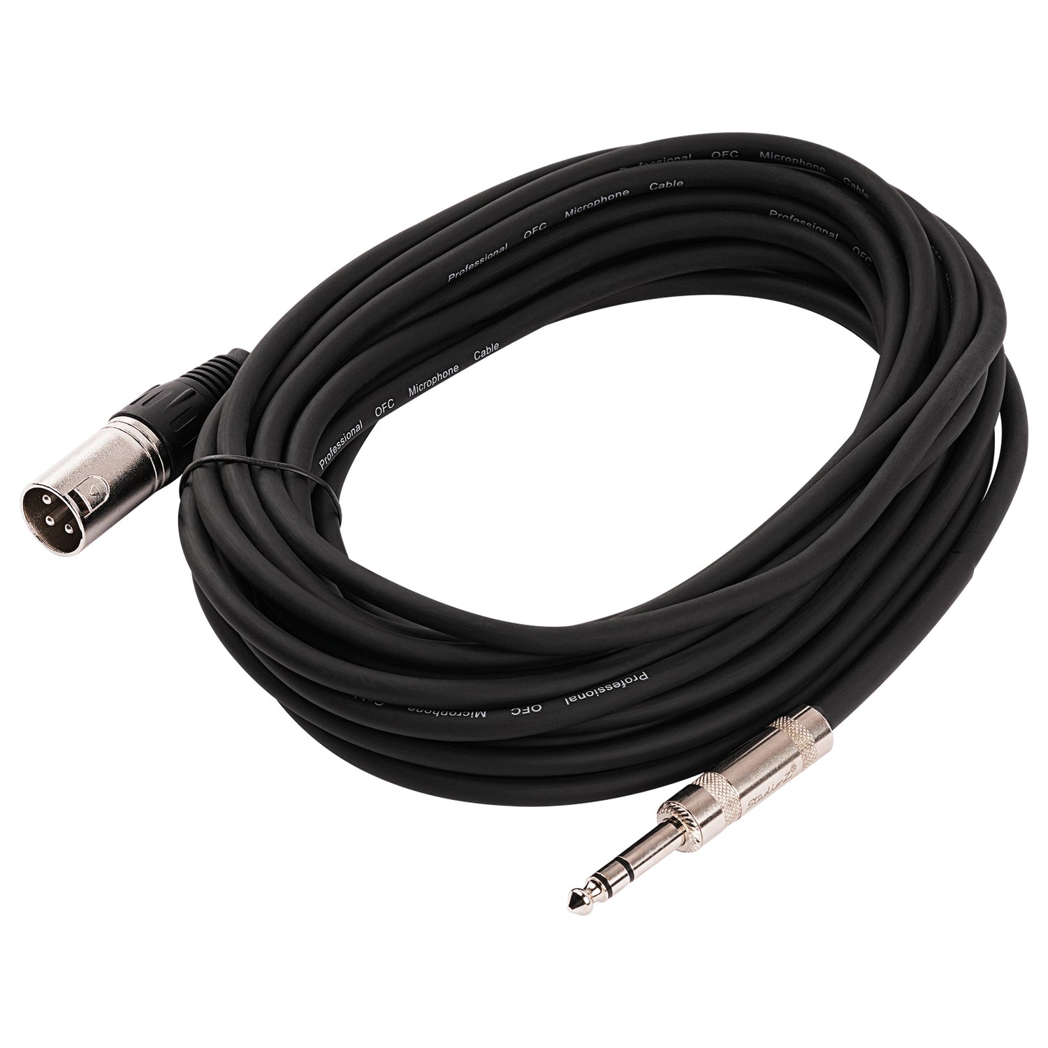 25' 3 Pin XLR Male to 1/4” TRS Stereo Male Plug Microphone Cable (ZPC-24XM14S-25)