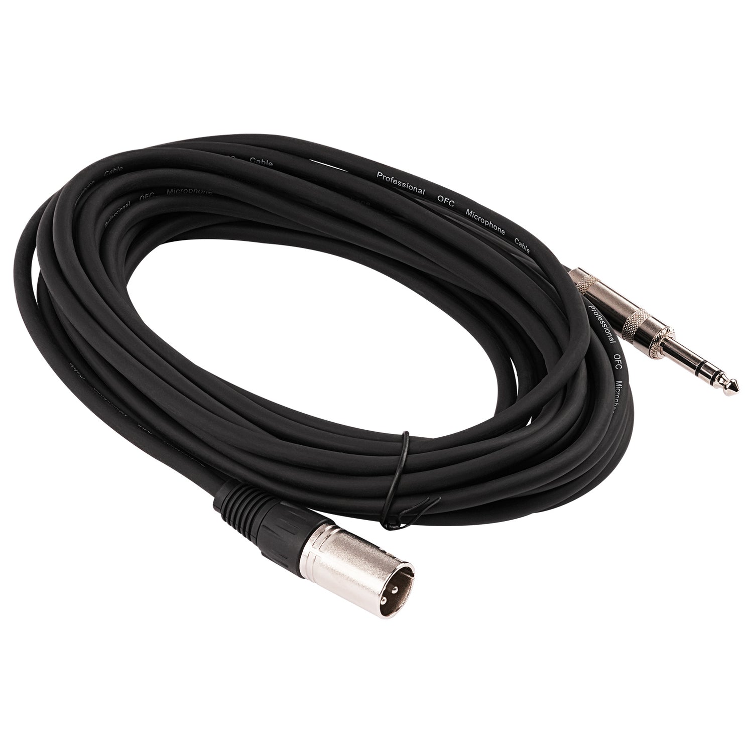 25' 3 Pin XLR Male to 1/4” TRS Stereo Male Plug Microphone Cable (ZPC-24XM14S-25)