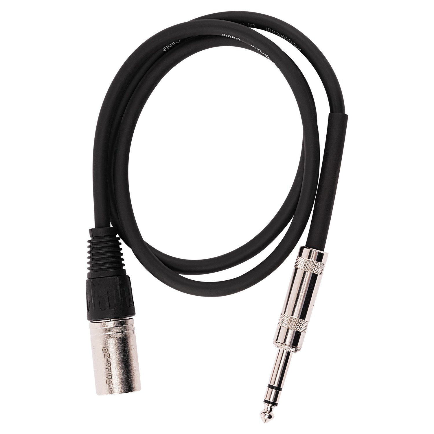 3' 3 Pin XLR Male to 1/4” TRS Stereo Male Plug Microphone Cable (ZPC-24XM14S-3)