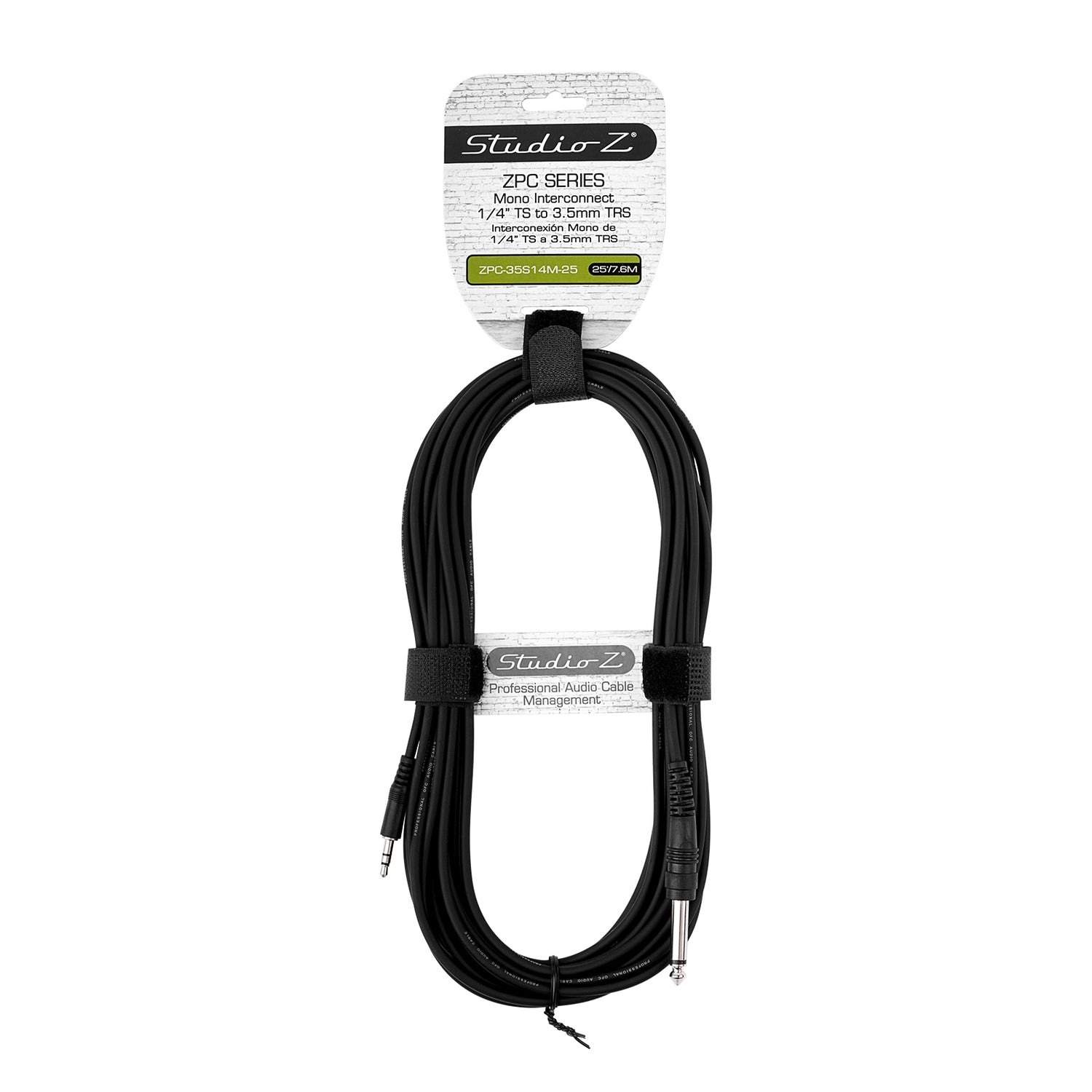 25' Mono Interconnect 1/4” TS to 3.5mm TRS Audio Cable (ZPC-35S14M-25)