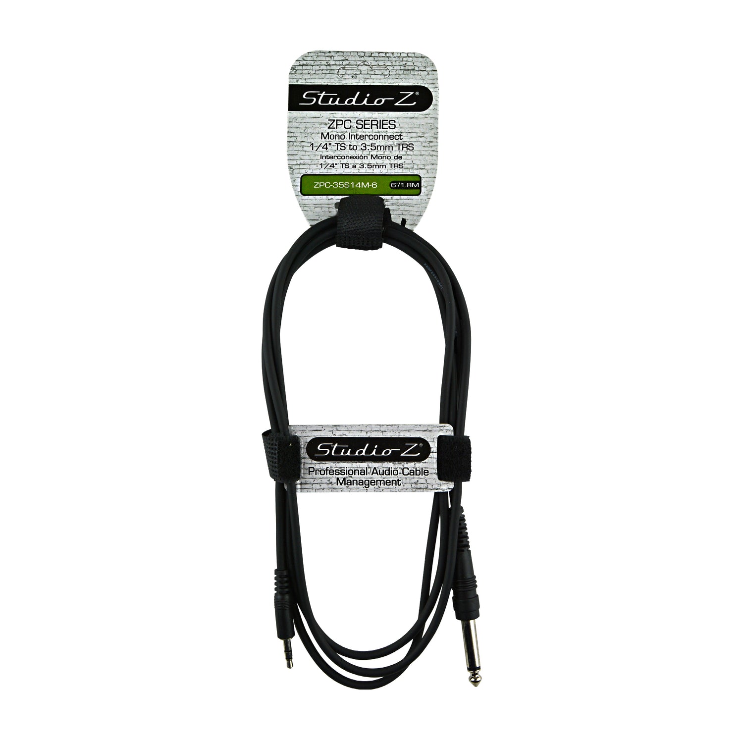 6' Mono Interconnect 1/4” TS to 3.5mm TRS Audio Cable (ZPC-35S14M-6)