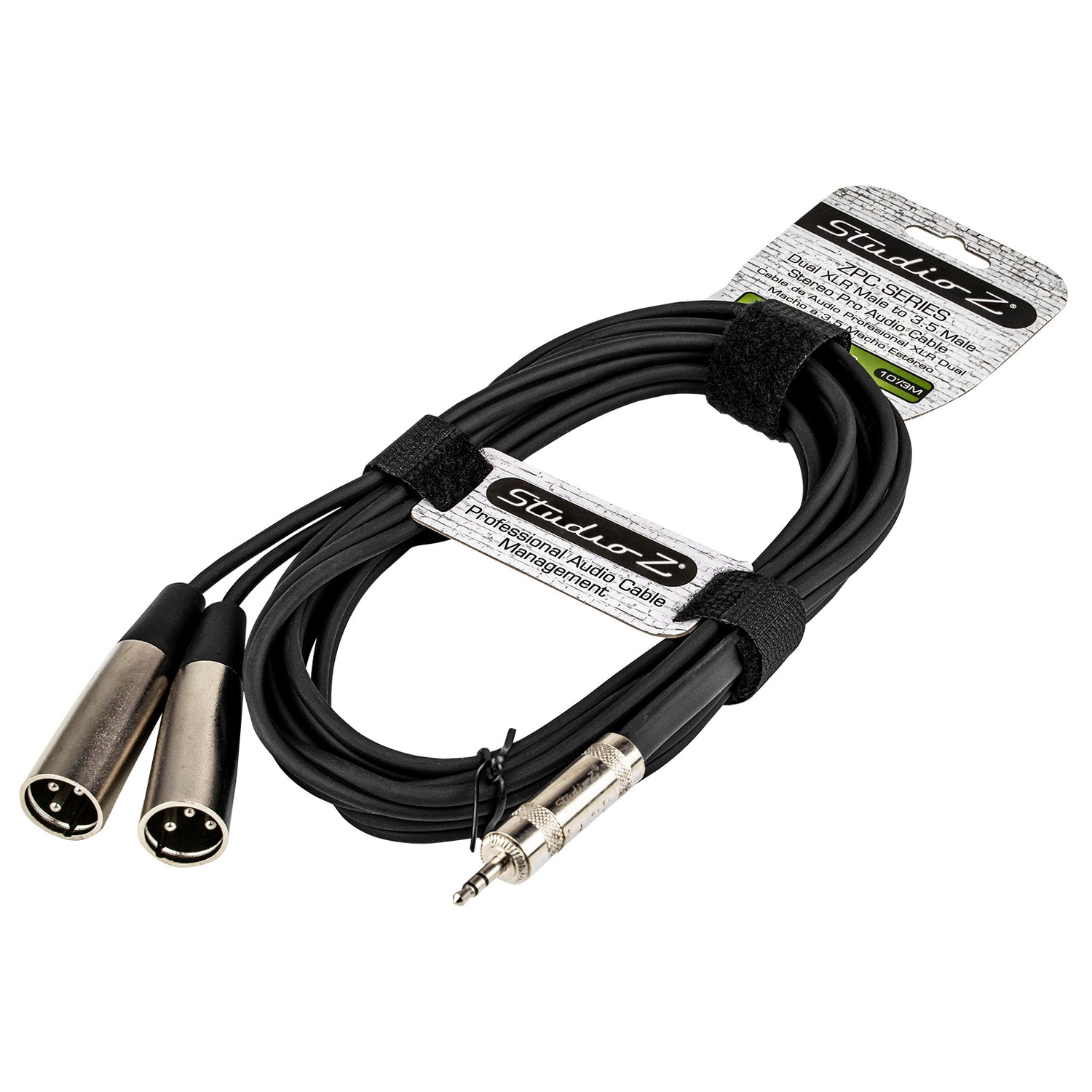 10' Dual XLR Male TO 3.5mm Male Stereo Cable (ZPC-DXM35-10)