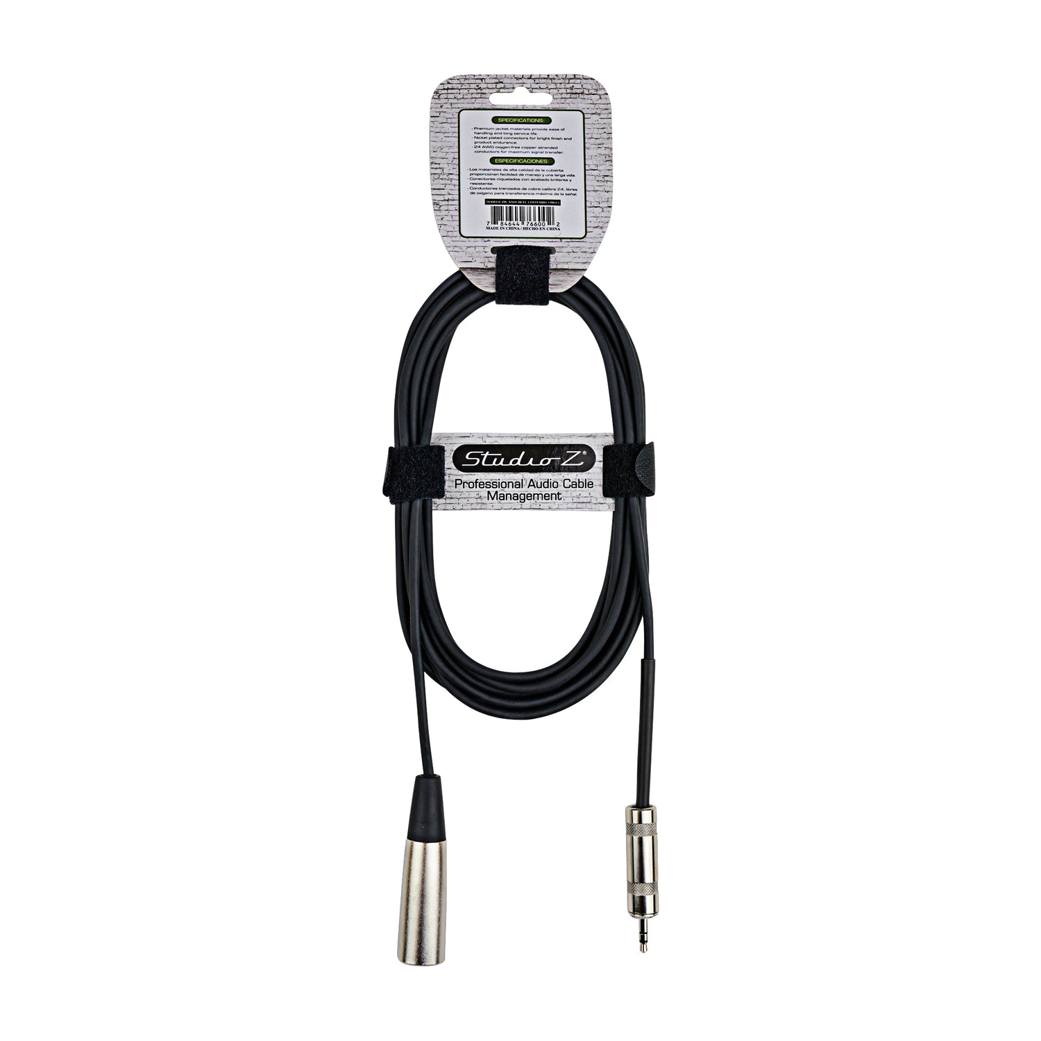 10' OFC 3.5mm Stereo to XLR Male Cellular Cable (ZPC-XM35-10CEL)