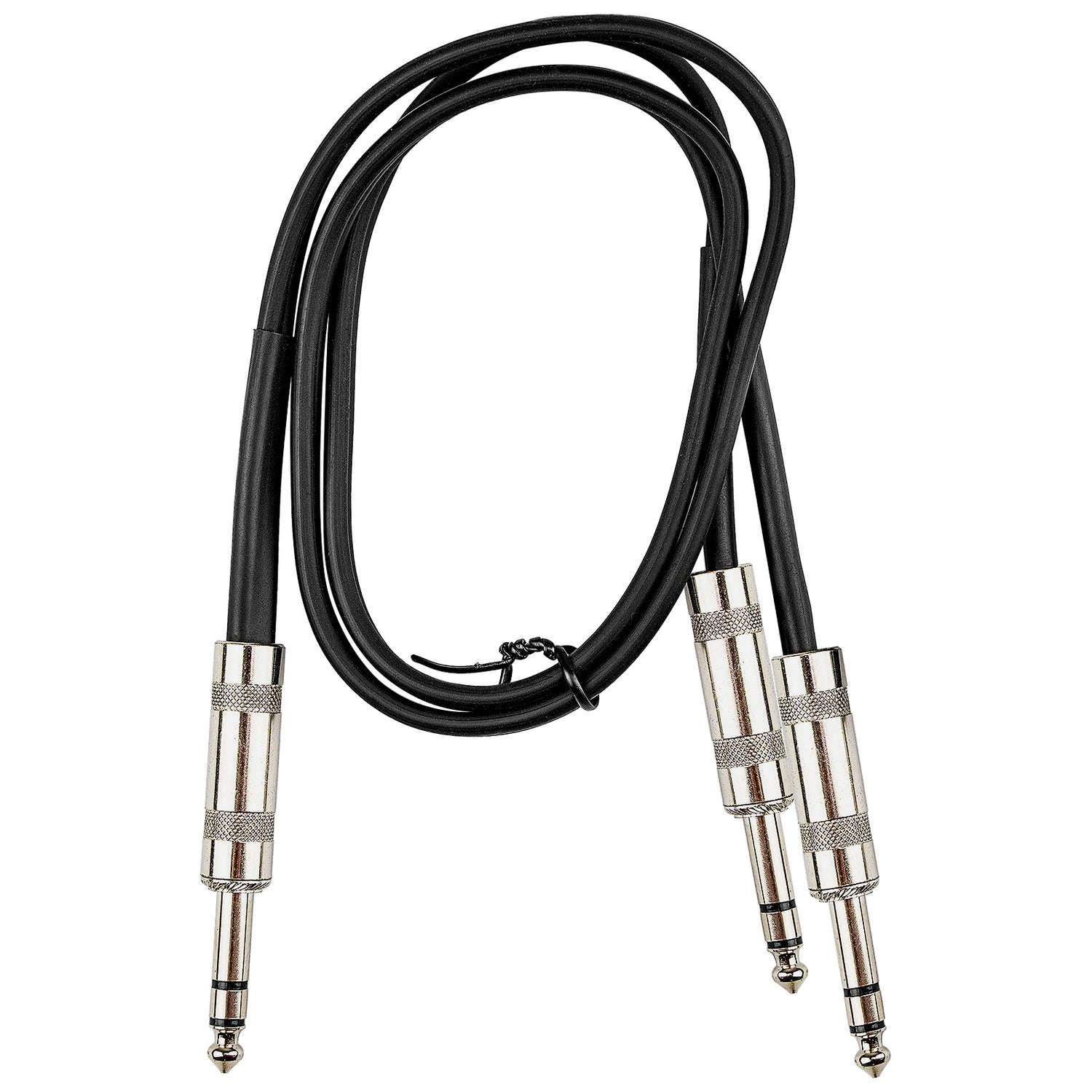 3' Y-Adapter 1/4” TRS Stereo Male to Dual 1/4” Male Pro Audio Cable (ZPC-Y14S14DMN-3)