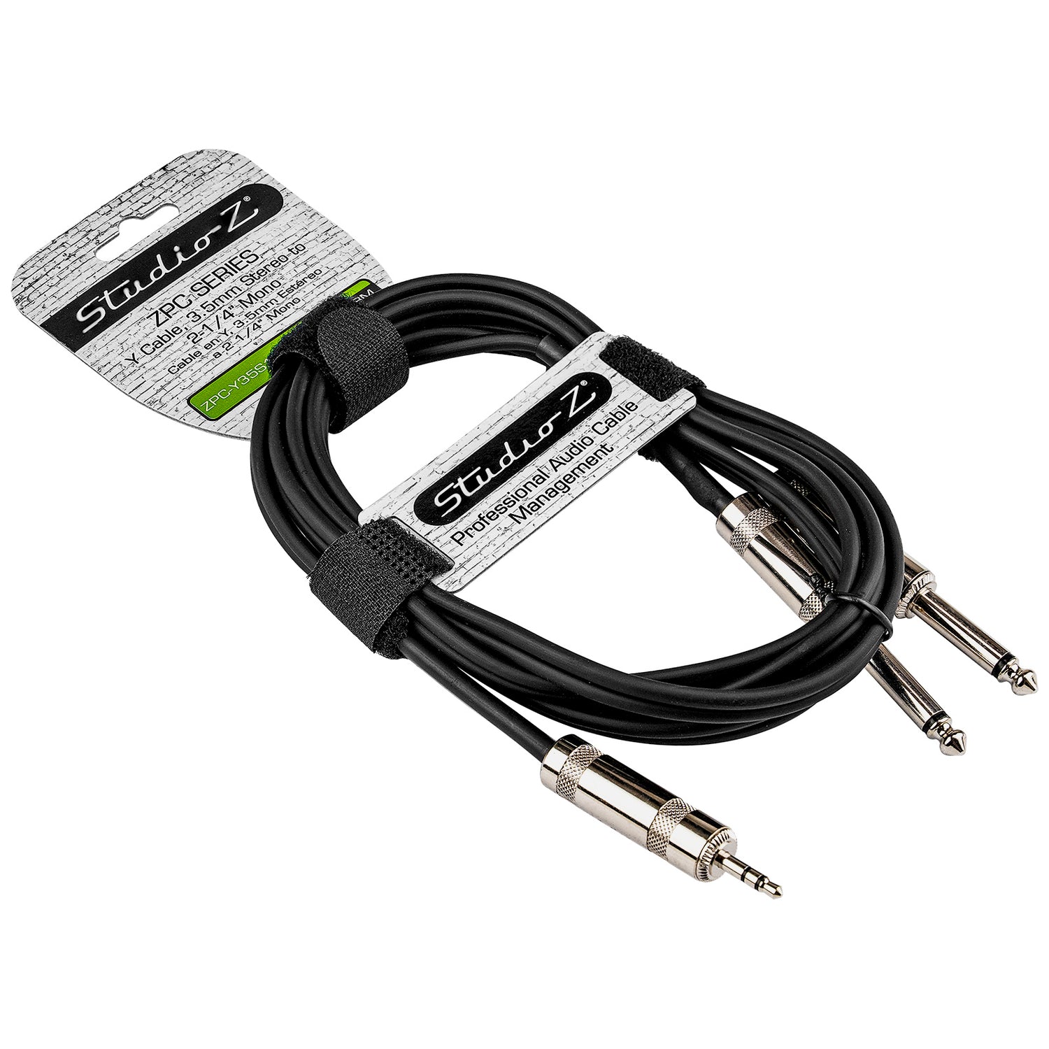 6' “Y” Cable 3.5mm Stereo to Dual 1/4” Mono (ZPC-Y35S14DMN-6)